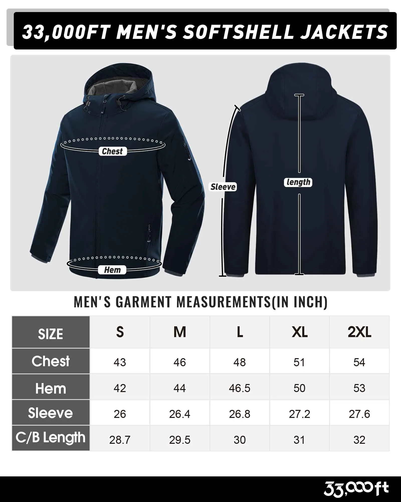 Men's Softshell Jacket Fleece Lined, Water Resistant Winter Warm Shell Jacket Coat Lightweight Outdoor Hiking