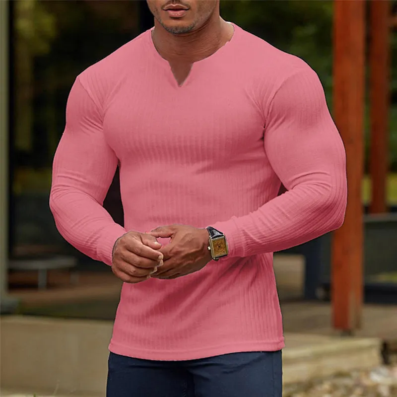 Men's V-Neck Basic Solid Color Shirt