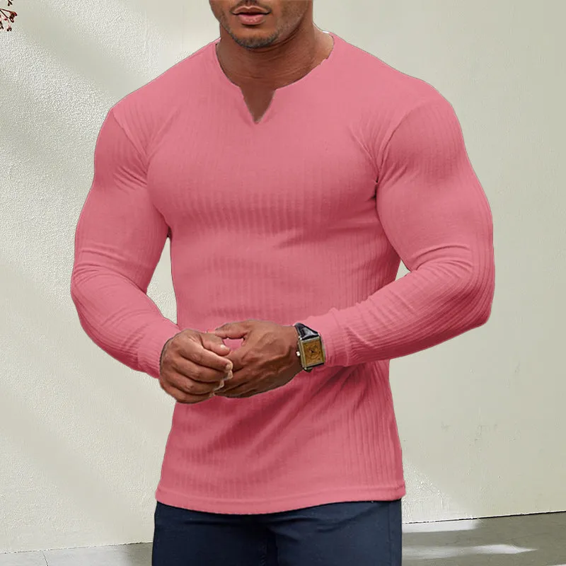 Men's V-Neck Basic Solid Color Shirt