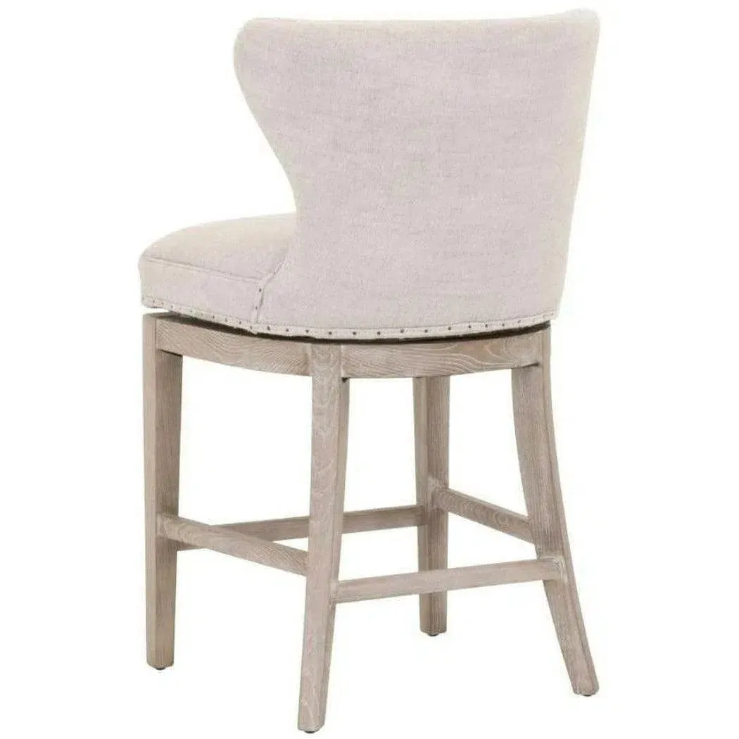 Milton Swivel Counter Stool Bisque French Linen  Ash