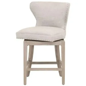 Milton Swivel Counter Stool Bisque French Linen  Ash