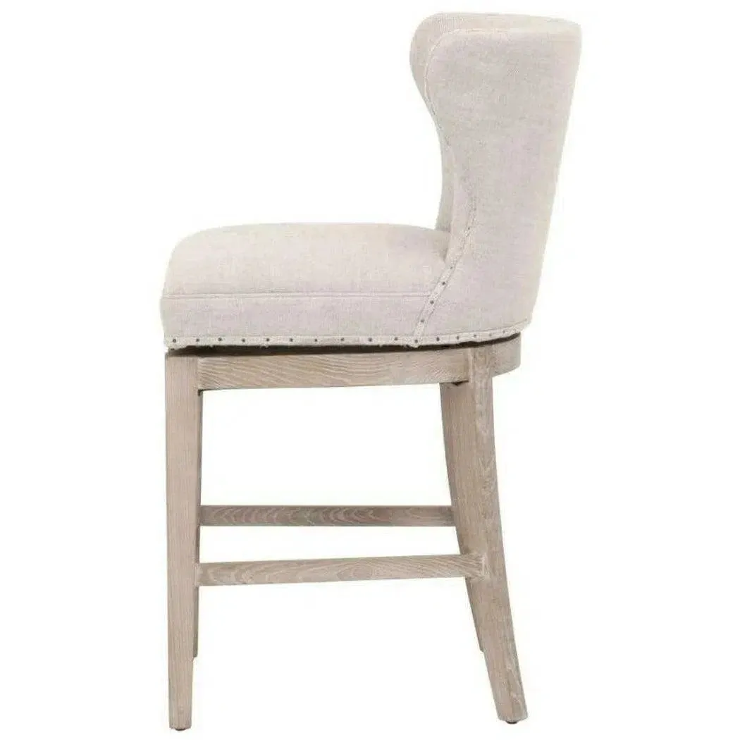 Milton Swivel Counter Stool Bisque French Linen  Ash