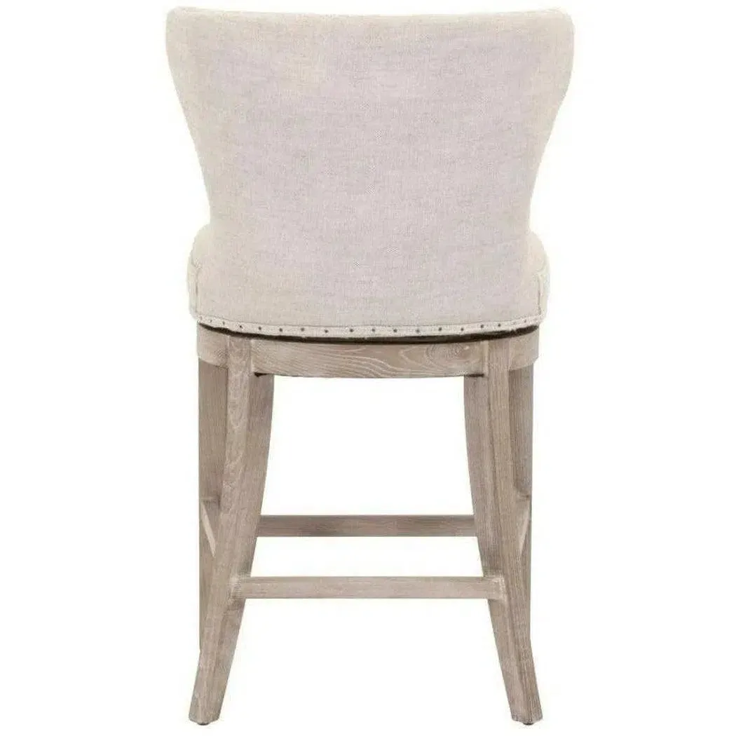 Milton Swivel Counter Stool Bisque French Linen  Ash