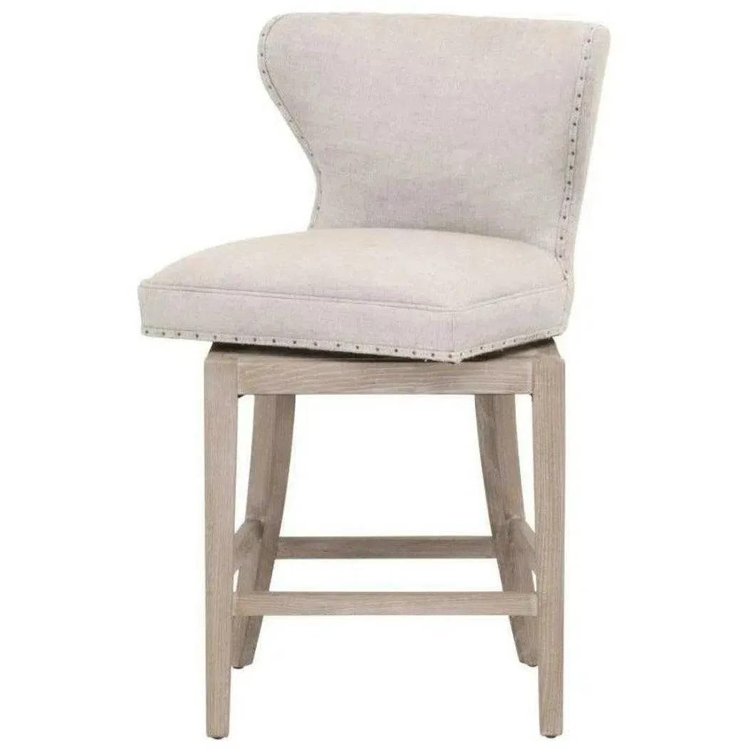 Milton Swivel Counter Stool Bisque French Linen  Ash