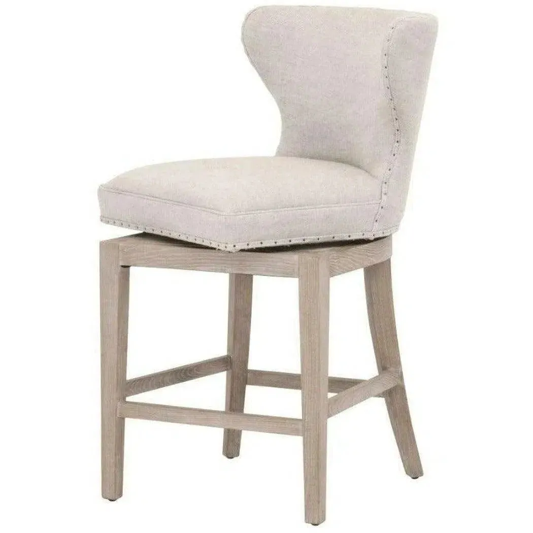 Milton Swivel Counter Stool Bisque French Linen  Ash