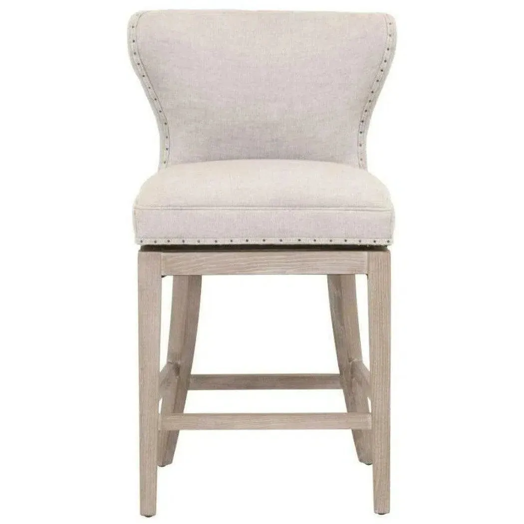 Milton Swivel Counter Stool Bisque French Linen  Ash