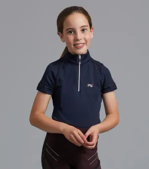 Mini Remisa Girl's Technical Short Sleeve Riding Top Navy