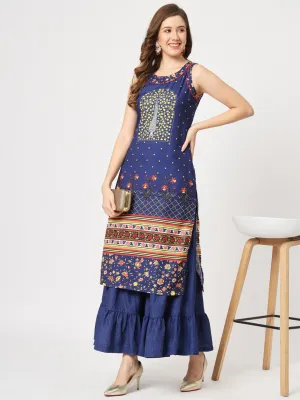 Mughal Printed Sleeveless Kurta