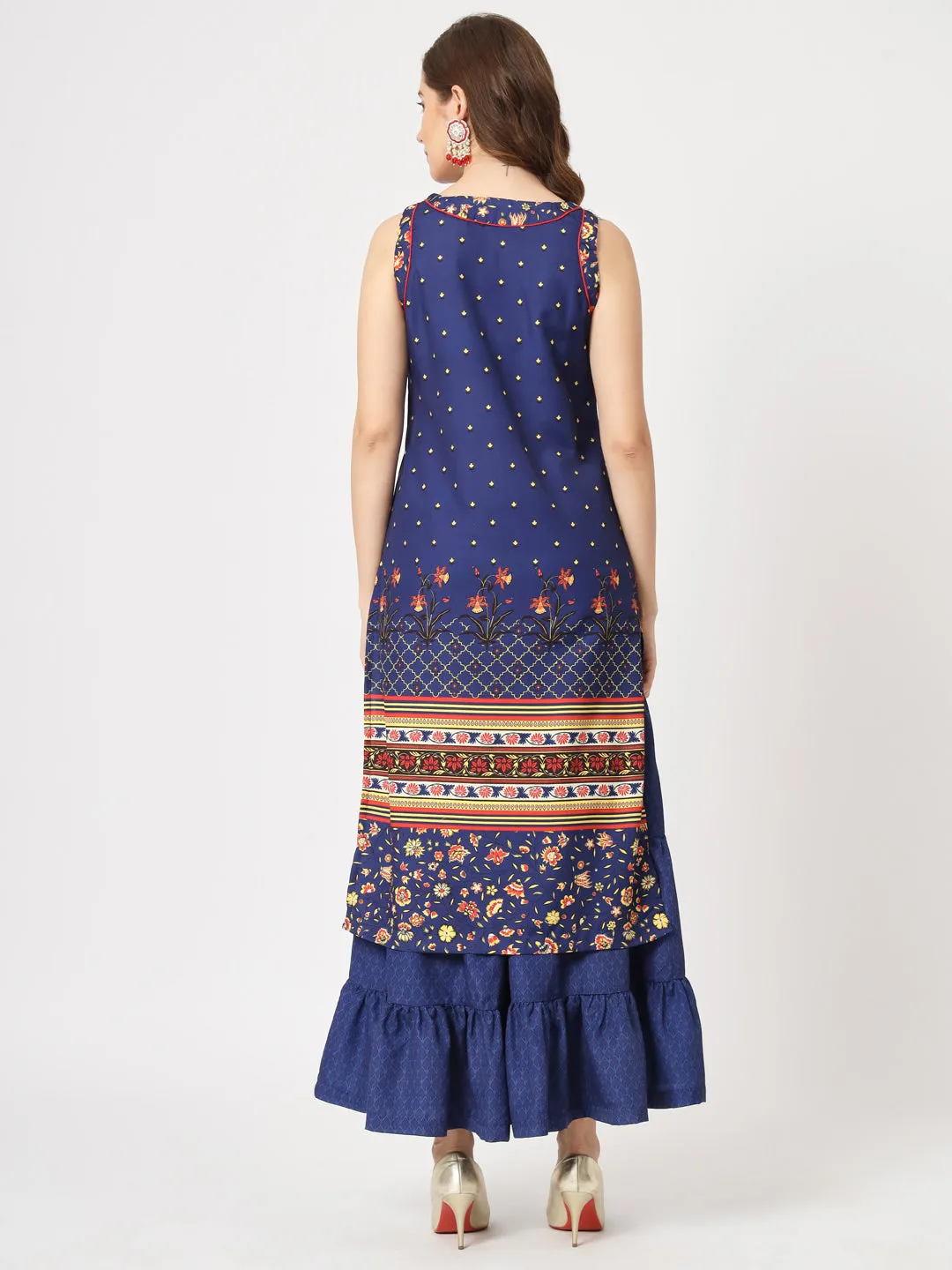 Mughal Printed Sleeveless Kurta