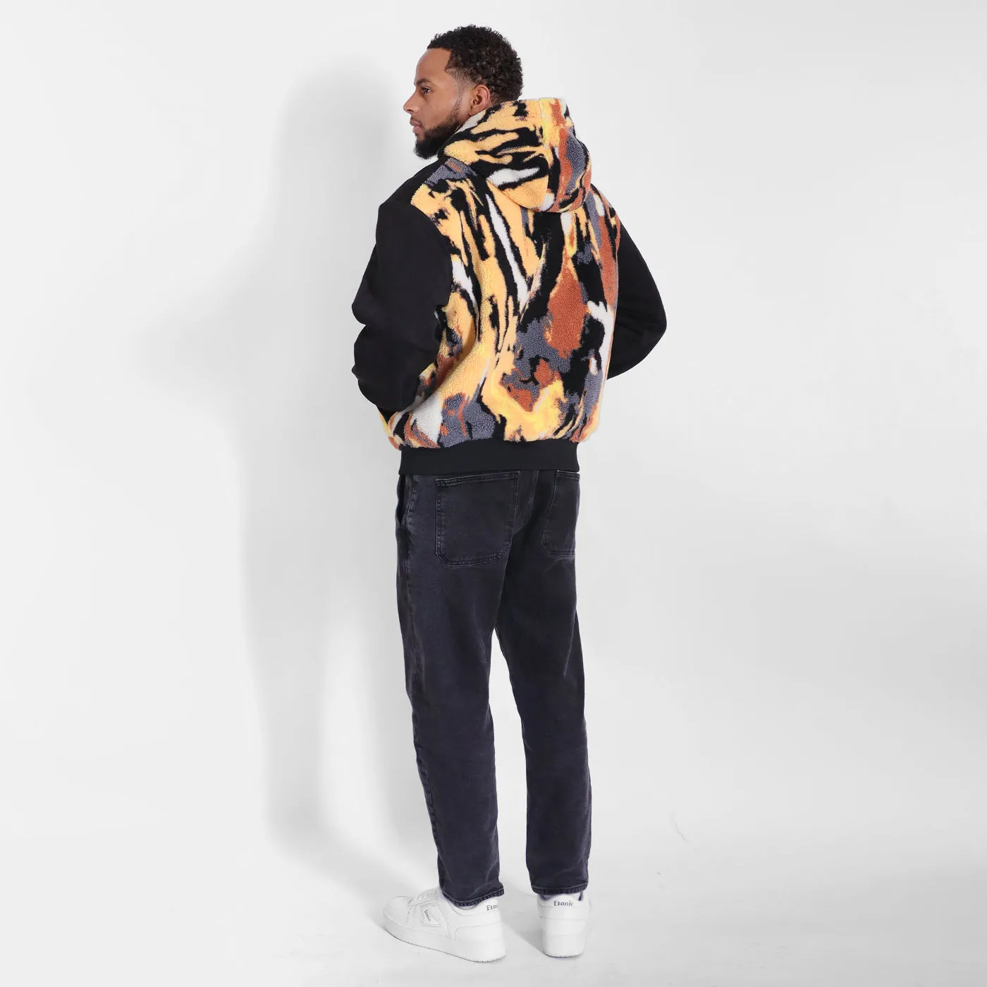 New - COOGI Intarsia Full-Zip Sherpa Hoody - Oversized