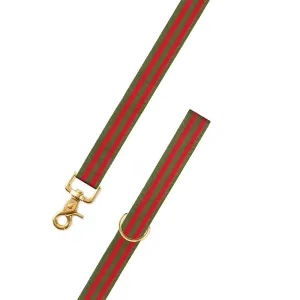 Olive & Red Grosgrain Ribbon Dog Leash