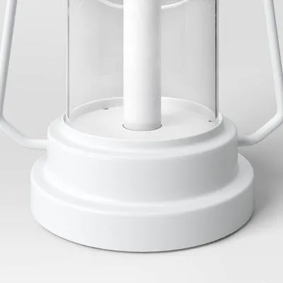 Open Box - 16.5" Metal Classic Large Battery LED Pillar Candle Outdoor Lantern White - Threshold