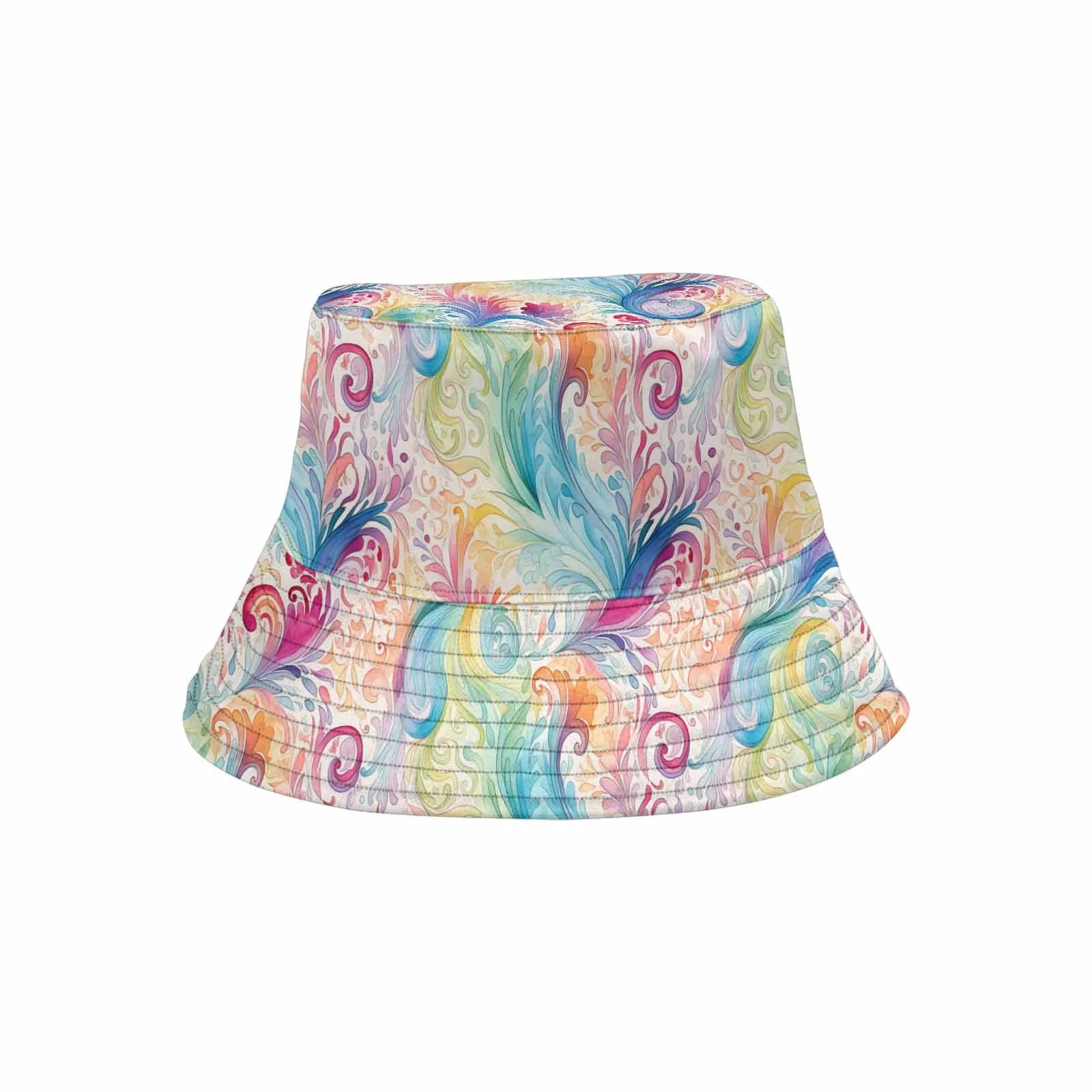 Pastel Rainbow Paisley  Unisex Summer Single-Layer Bucket Hat