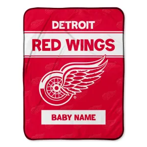 Personalized Detroit Red Wings Emblem Baby Pixel Fleece Blanket