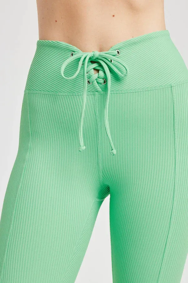 Ribbed Football Leggings in Watermelon Green