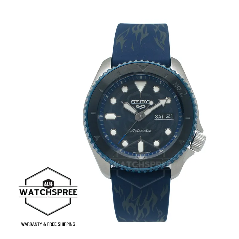 Seiko 5 Sports Automatic ONE PIECE Sabo Limited Edition Navy Blue Silicone Strap Watch SRPH71K1