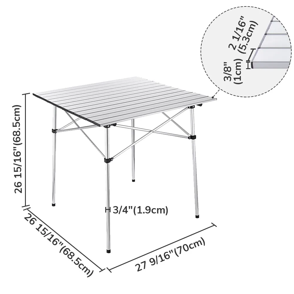 TheLAShop Aluminum Folding Camping Table Picnic Table 27x27.5in