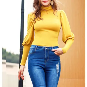 Women's Long Sleeve Slim Fit Turtleneck Basic T-Shirts