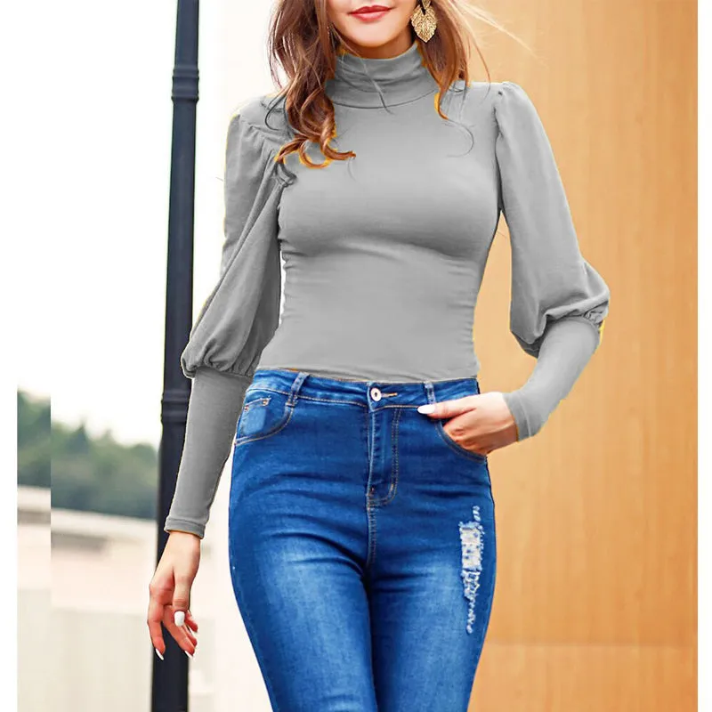 Women's Long Sleeve Slim Fit Turtleneck Basic T-Shirts